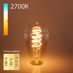 лампочка светодиодная Dimmable 5W 2700K E27 (ST64 тонированный)(BLE2746) Elektrostandart Dimmable F